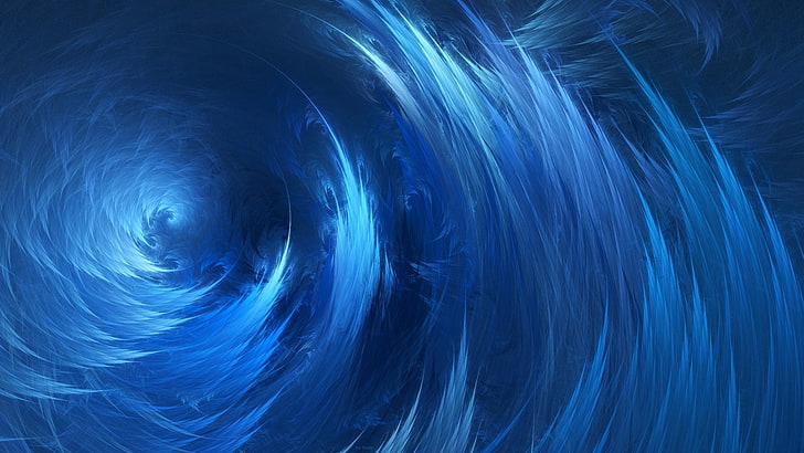 fond d'écran numérique bleu et gris, spirale, vagues, bleu, abstrait, art numérique, Fond d'écran HD