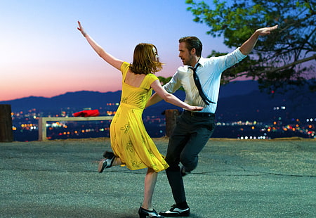 Кино, La La Land, Танцы, Эмма Стоун, Райан Гослинг, HD обои HD wallpaper