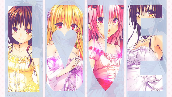 Anime, To Love-Ru: Darkness, Golden Darkness, Lala Satalin Deviluke, Mikan Yuuki, Yui Kotegawa, HD wallpaper