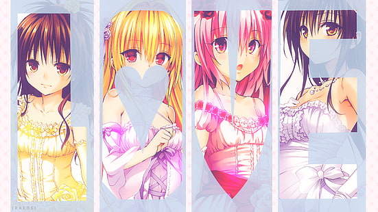 Anime، To Love-Ru: Darkness، Golden Darkness، Lala Satalin Deviluke، Mikan Yuuki، Yui Kotegawa، خلفية HD HD wallpaper