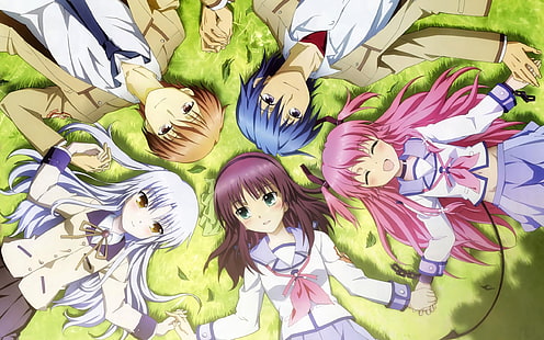 อะนิเมะ, Angel Beats!, Tachibana Kanade, ชุดนักเรียน, Hinata Hideki, Nakamura Yuri, Otonashi Yuzuru, Yui (Angel Beats!), วอลล์เปเปอร์ HD HD wallpaper
