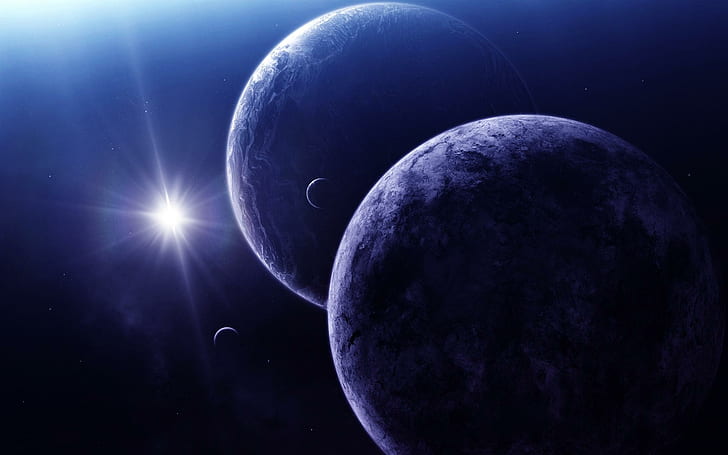 Dark planets, planet and moons, space, 1920x1200, planet, HD wallpaper