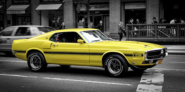 yellow, Mustang, Ford, classic, Muscle car, HD wallpaper HD wallpaper