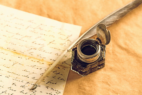письмо, бумага, ручка, чернила, чернильница, HD обои HD wallpaper