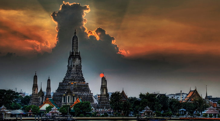 Asia HDR, gray and brown temple, Asia, Thailand, Temple, hdr, bangkok, HD  wallpaper | Wallpaperbetter