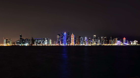 corniche, doha, qatar, west bay, Fond d'écran HD HD wallpaper