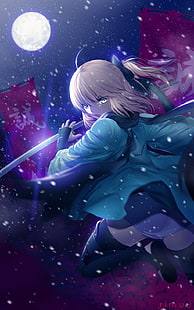 женщина, держащая меч, аниме, персонаж цифровых обоев, Sakura Sabre, Fate Series, Fate / Grand Order, HD обои HD wallpaper