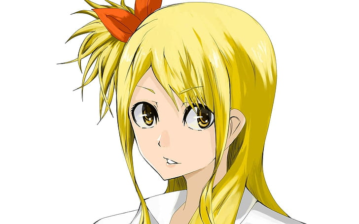 Lucy Heartfilia, fairy-tail, lucy-heartfilia, kawaii, blonde-hair, anime-girl, cute, white-background, anime, HD wallpaper