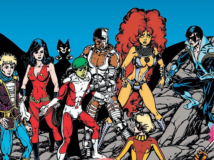 Teen Titans, Beast Boy, Cyborg (DC Comics), DC Comics, Донна Трой, Nightwing, Ворон (DC Comics), Starfire (DC Comics), Terra (DC Comics), Wonder Girl, HD обои