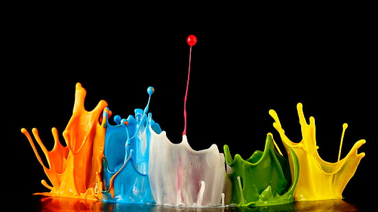 quattro colori assortiti schizzi di vernice, vernice, schizzi, esplosione di colori, Sfondo HD HD wallpaper