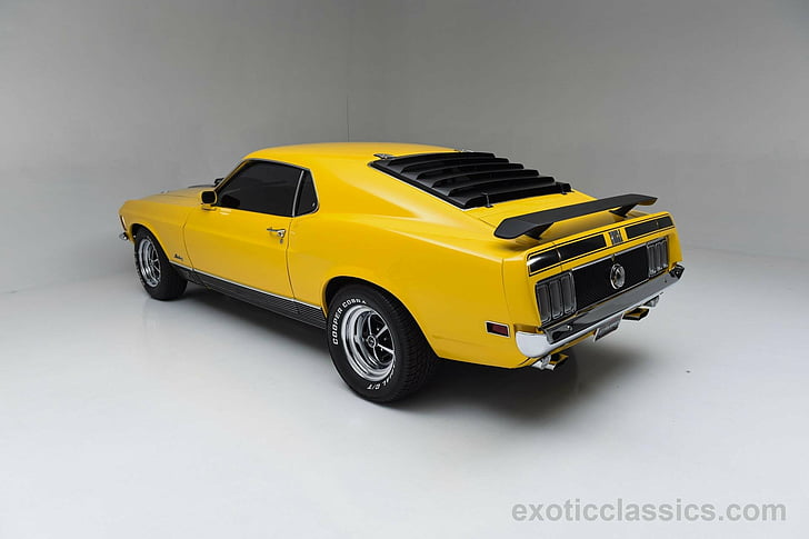 1970, cars, classic, ford, mach-1, mustang, yellow, HD wallpaper