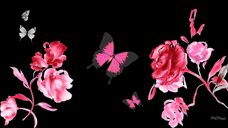抽象的な花と蝶hd壁紙無料ダウンロード Wallpaperbetter
