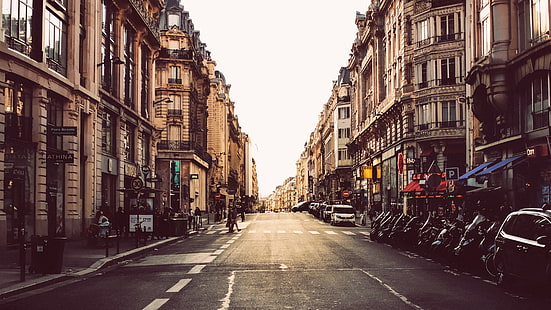 улица, город, городской пейзаж, город, фотография, дорога, Париж, HD обои HD wallpaper