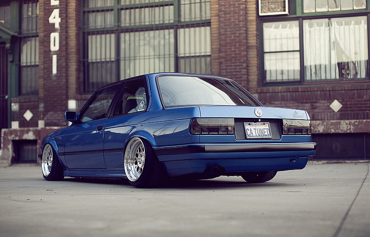 blå coupe, BMW, E30, Clean, Stance, Low, BellyScrapers, HD tapet