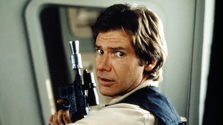 Star Wars, science fiction, gun, Han Solo, Harrison Ford, HD wallpaper