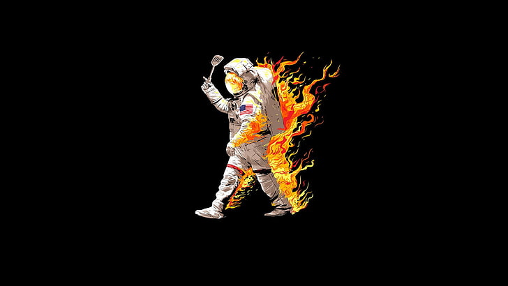 Sci Fi, Astronaut, Fire, Funny, Humor, HD wallpaper