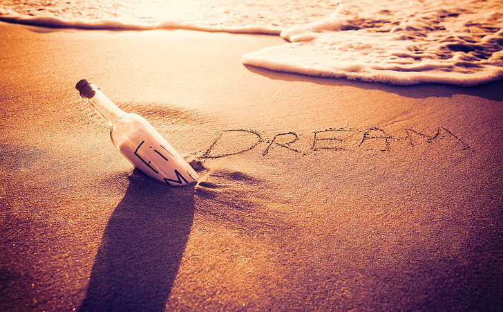 Message in a Bottle on the Beach, Love, Ocean, Beach, Shore, Dream, Foam, Sand, Bottle, Message, HD wallpaper