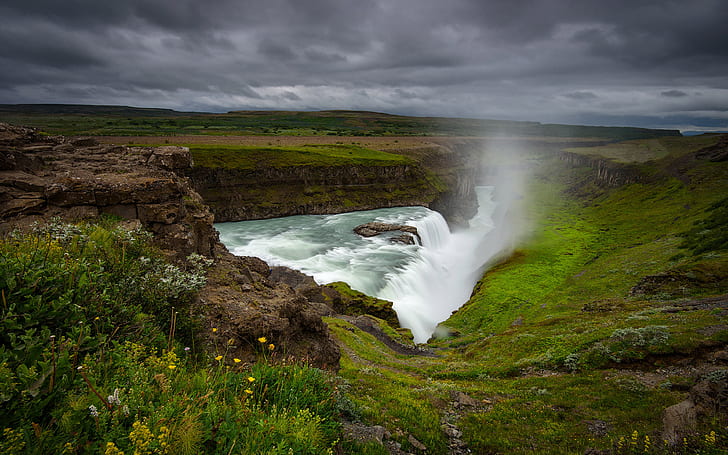 Waterfall In Iceland Gullfoss In The Canyon Of The Hvítá River In Southwest Iceland 4k Ultra Hd Tv Wallpaper For Desktop Laptop Tablet And Mobile Phones 3840×2400, HD wallpaper