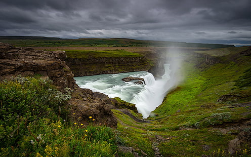 Waterfall In Iceland Gullfoss In The Canyon Of The Hvítá River In Southwest Iceland 4k Ultra Hd Tv Wallpaper For Desktop Laptop Tablet And Mobile Phones 3840×2400, HD wallpaper HD wallpaper