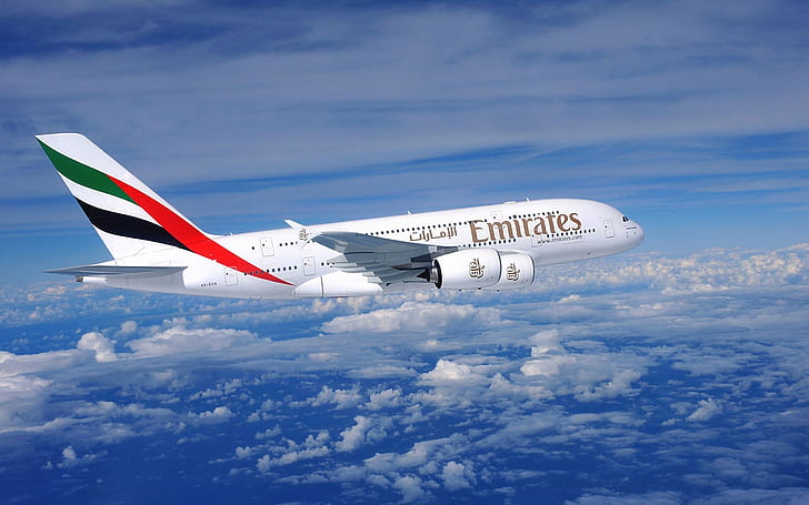 Emirates Airline, Airbus A380, HD тапет