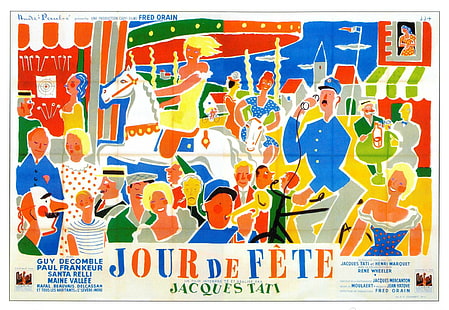 جاك تاتي ، ملصقات الأفلام ، Jour de fête ، ملصق الفيلم، خلفية HD HD wallpaper