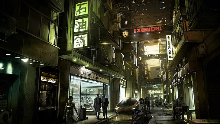 edificios de acero gris, cyberpunk, futurista, Deus Ex: Human Revolution, Fondo de pantalla HD