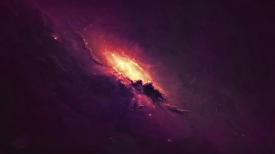 nubes de polvo y cuerpo cósmico, galaxia, espacio, estrellas, universo, galaxia espiral, paisajes espaciales, arte espacial, obras de arte, Fondo de pantalla HD HD wallpaper