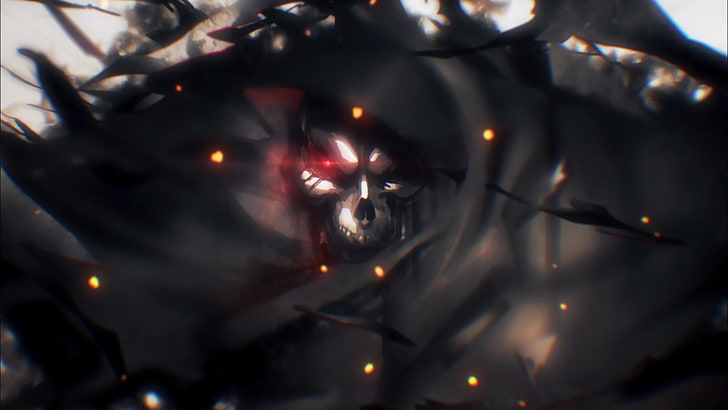 illustrazione del cranio, anime, Overlord, abito di Ainz Ooal, Sfondo HD
