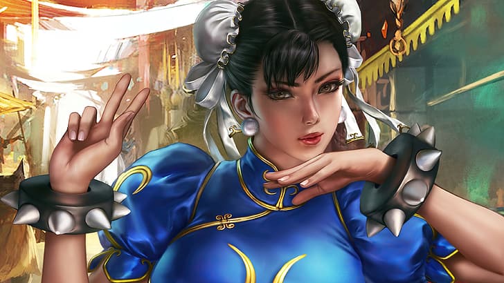 chun li, Street Fighter, video game characters, female warrior, artwork, Logan Cure, HD wallpaper
