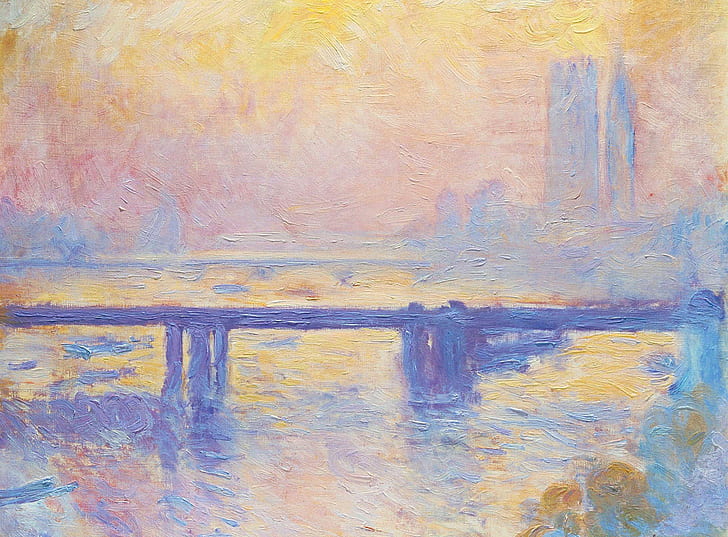 gambar, lanskap perkotaan, Claude Monet, Bridge To Charing Cross, Wallpaper HD