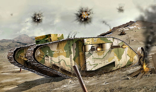 Бодлива тел, женски, тежък танк, Марк V, Първата световна война, Mk.V, HD тапет HD wallpaper
