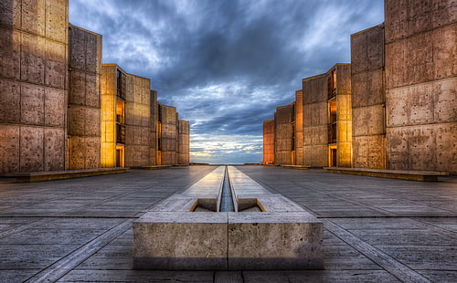 Salk Institute, muro di cemento marrone, Stati Uniti, California, San Diego, La Jolla, Sfondo HD HD wallpaper