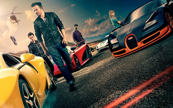 film, Need for Speed ​​(film), Aaron Paul, mobil, Dominic Cooper, Poots Imogen, Scott Mescudi, Bugatti, Wallpaper HD