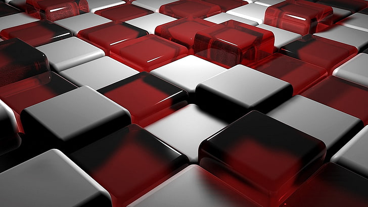 red and gray block decor lot, cubes, surface, space, HD wallpaper