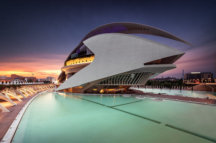 architecture, Espagne, complexe, Valence, La cité des arts et des sciences, Fond d'écran HD