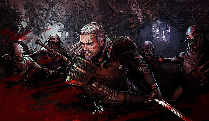 The Witcher 3: Perburuan Liar, Geralt of Rivia, Nekker, Wallpaper HD
