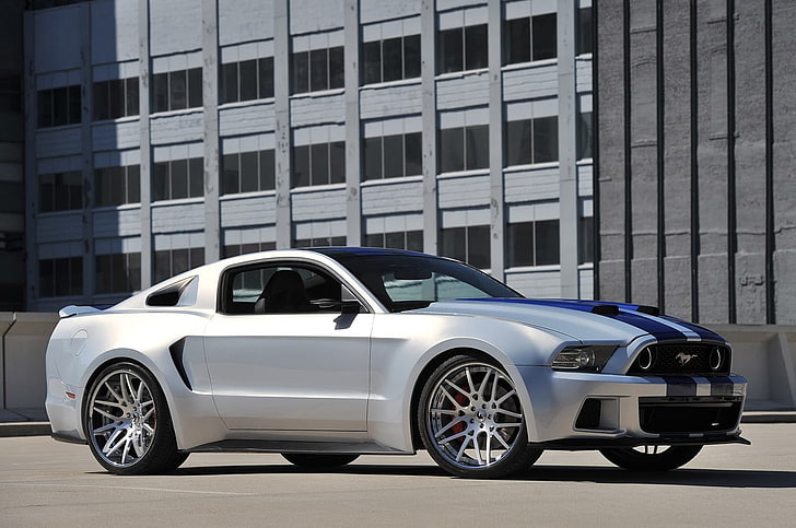 grey Ford Mustang, Ford, Ford Mustang, silver, car, blue, silver cars, vehicle, HD wallpaper