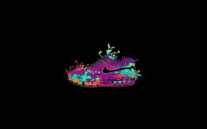 logo Nike violet et turquoise, beauté, noir, nike, air max, Fond d'écran HD