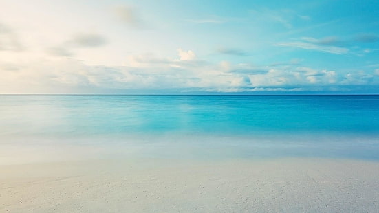 Horizont, blauer Ozean, blaues Meer, Himmel, Himmel, blaues Wasser, Meer, Ozean, Gewässer, Ufer, Ruhe, Strand, azurblau, Wasser, Wolke, HD-Hintergrundbild HD wallpaper