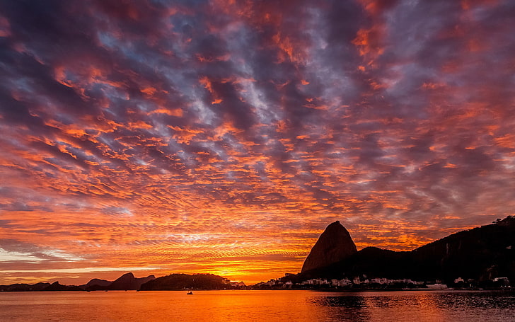 ビーチ、日没、ブラジル、リオデジャネイロ、 HDデスクトップの壁紙