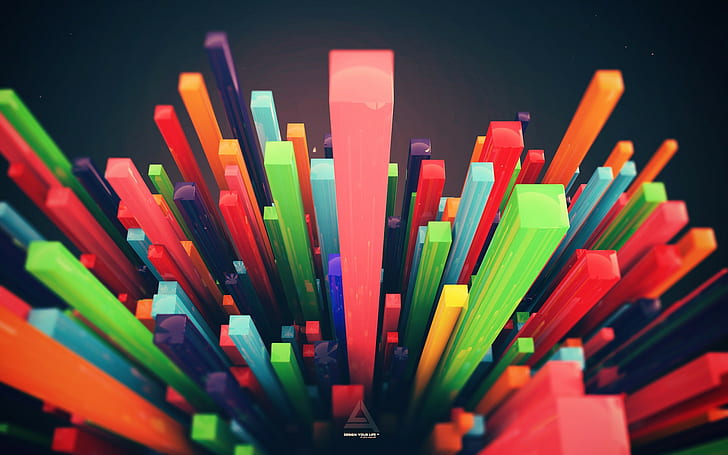 جدار بناء رقمي متنوع الألوان ، ثلاثي الأبعاد، خلفية HD