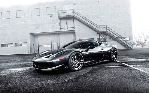 Ferrari 458 Italia grå superbil, svart sportbil, Ferrari, Grey, Supercar, HD tapet HD wallpaper