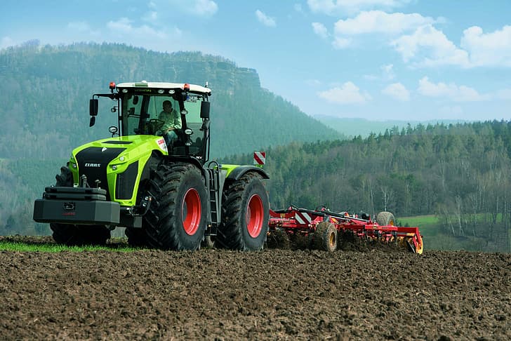 field, tractor, Claas, plowing, agricultural machinery, Xerion 4000, HD wallpaper