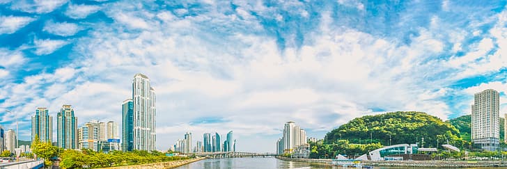 South Korea, panorama, clouds, building, sky, photography, Busan, HD wallpaper