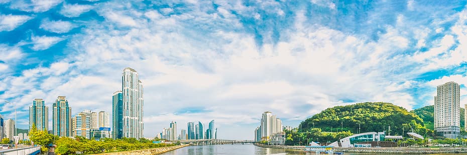  South Korea, panorama, clouds, building, sky, photography, Busan, HD wallpaper HD wallpaper