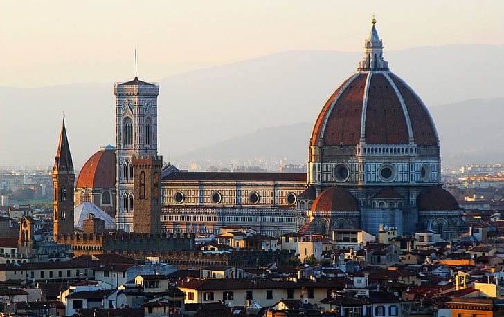 la maison, Italie, Florence, Duomo, la cathédrale de Santa Maria del Fiore, la vue de Piazzale Michelangelo, Fond d'écran HD