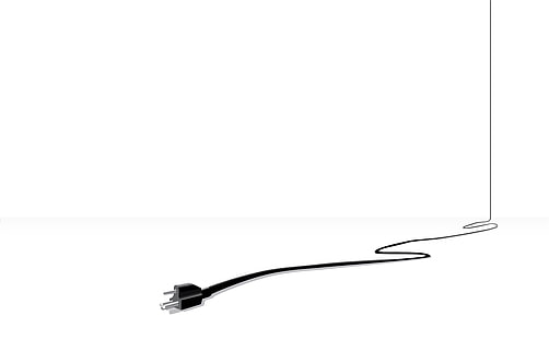 cable de alimentación negro, electricidad, cable de alimentación, fondo simple, minimalismo, arte digital, fondo blanco, Fondo de pantalla HD HD wallpaper