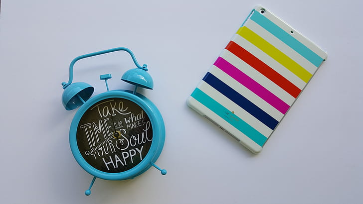 5K, iPad, Time, Happy, Table clock, Soul, Quotes, HD wallpaper