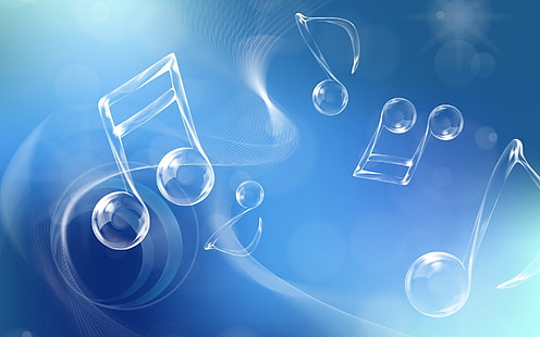 музикална нота илюстрация, синьо, бяло, музика, форми, HD тапет HD wallpaper