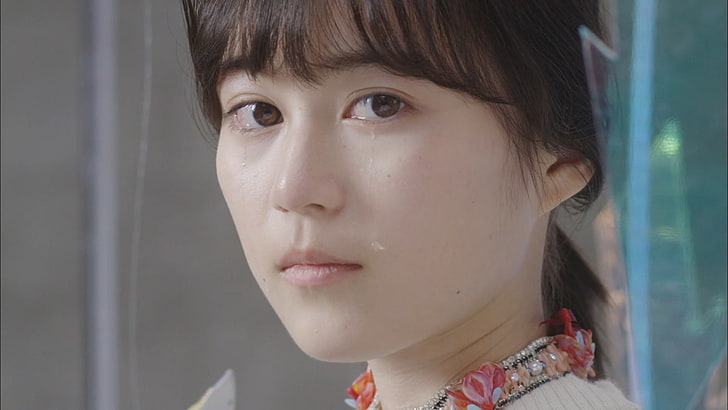 Nogizaka46, asiático, mulheres, chorando, lágrimas, rosto, olhos castanhos, morena, cabelo preto, HD papel de parede
